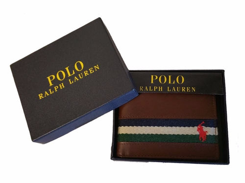 Polo Ralph Lauren Men's Ribbon Leather Brown BiFold Wallet