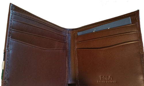 Polo Ralph Lauren Men's Ribbon Leather Brown BiFold Wallet